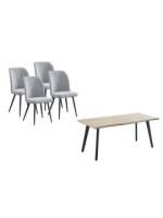 CONJUNTO MESA REGATTA + 4 SILLAS RORY GRIS