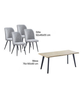CONJUNTO MESA REGATTA + 4 SILLAS RORY GRIS