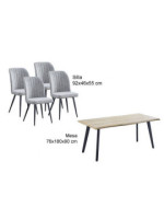 CONJUNTO MESA REGATTA + 4 SILLAS RORY GRIS