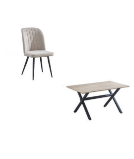 CONJUNTO MESA ROYCE + 4 SILLAS RORY BEIG