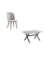 CONJUNTO MESA ROYCE + 4 SILLAS RORY BEIG