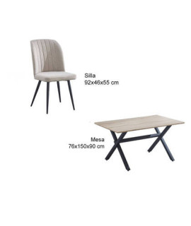 CONJUNTO MESA ROYCE + 4 SILLAS RORY BEIG