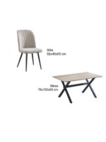 CONJUNTO MESA ROYCE + 4 SILLAS RORY BEIG