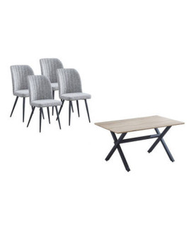 CONJUNTO MESA ROYCE + 4 SILLAS RORY GRIS