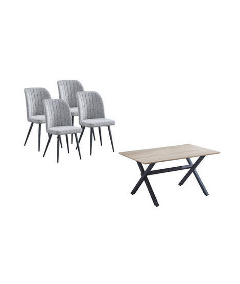 CONJUNTO MESA ROYCE + 4 SILLAS RORY GRIS