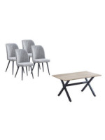 CONJUNTO MESA ROYCE + 4 SILLAS RORY GRIS