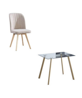 CONJUNTO MESA ACNES + 4 SILLAS LANE BEIG