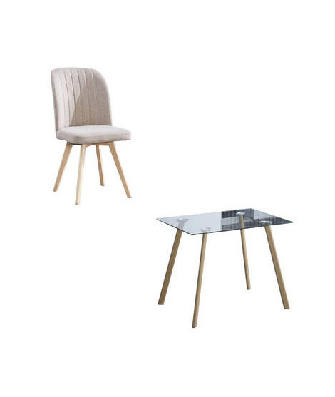 CONJUNTO MESA ACNES + 4 SILLAS LANE BEIG