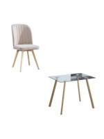 CONJUNTO MESA ACNES + 4 SILLAS LANE BEIG