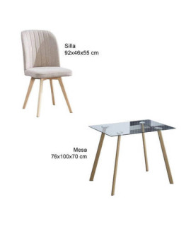 CONJUNTO MESA ACNES + 4 SILLAS LANE BEIG