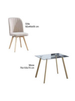 CONJUNTO MESA ACNES + 4 SILLAS LANE BEIG