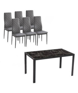 CONJUNTO MESA MARMOL + 6 SILLAS MARMOL