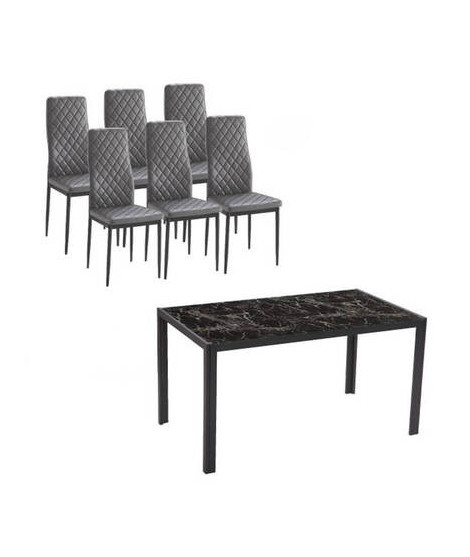 CONJUNTO MESA MARMOL + 6 SILLAS MARMOL