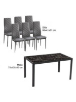 CONJUNTO MESA MARMOL + 6 SILLAS MARMOL