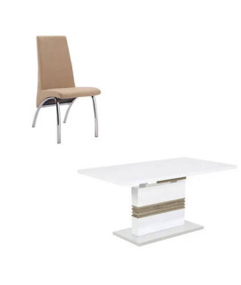 CONJUNTO MESA CARLOTA +4 SILLAS AROA BEIG