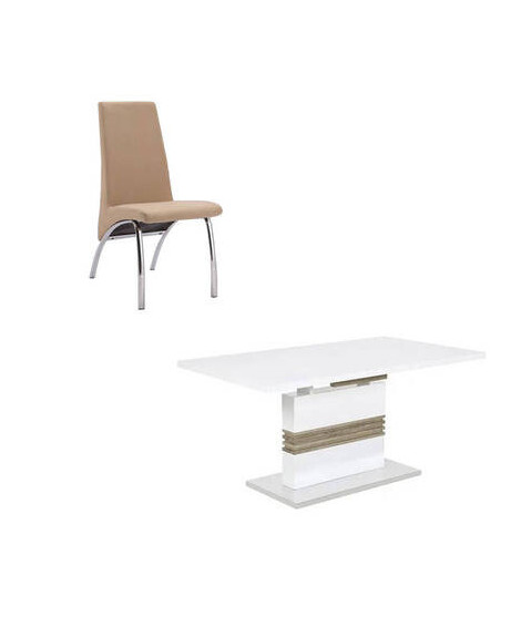 CONJUNTO MESA CARLOTA +4 SILLAS AROA BEIG