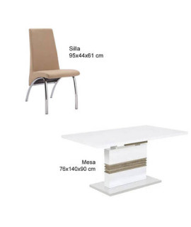 CONJUNTO MESA CARLOTA +4 SILLAS AROA BEIG
