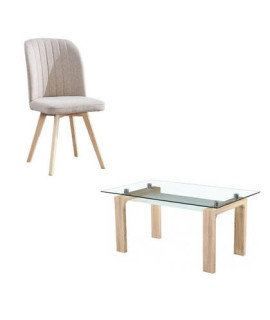 CONJUNTO MESA SENSEI CAMBRIA + 4 SILLAS LANE BEIG