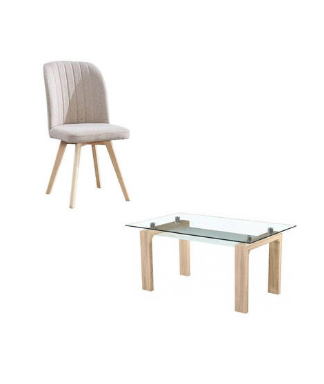 CONJUNTO MESA SENSEI CAMBRIA + 4 SILLAS LANE BEIG