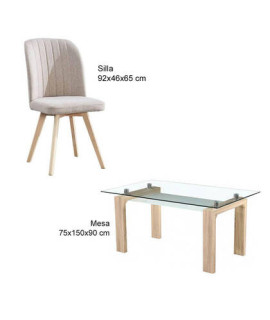 CONJUNTO MESA SENSEI CAMBRIA + 4 SILLAS LANE BEIG