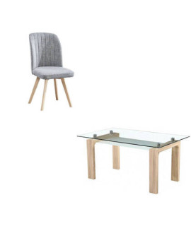 CONJUNTO MESA SENSEI CAMBRIA + 4 SILLAS LANE GRIS