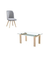 CONJUNTO MESA SENSEI CAMBRIA + 4 SILLAS LANE GRIS