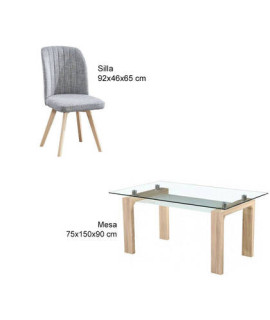 CONJUNTO MESA SENSEI CAMBRIA + 4 SILLAS LANE GRIS