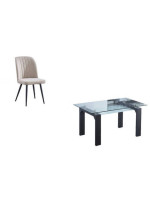 CONJUNTO MESA SENSEI NEGRA + 4 SILLAS RORY BEIG