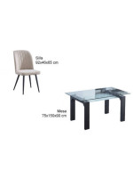 CONJUNTO MESA SENSEI NEGRA + 4 SILLAS RORY BEIG