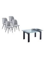 CONJUNTO MESA SENSEI NEGRA + 4 SILLAS RORY GRIS