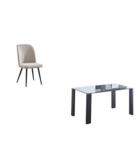 CONJUNTO MESA ALICE + 4 SILLAS RORY BEIG