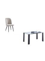 CONJUNTO MESA ALICE + 4 SILLAS RORY BEIG