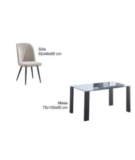 CONJUNTO MESA ALICE + 4 SILLAS RORY BEIG