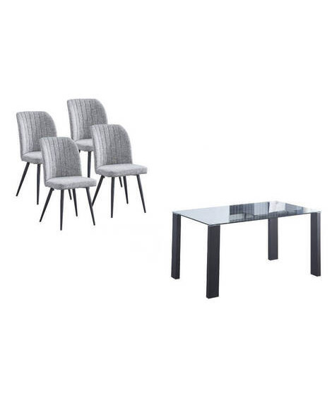 CONJUNTO MESA ALICE + 4 SILLAS RORY GRIS