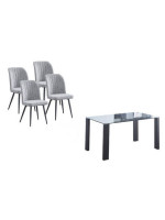 CONJUNTO MESA ALICE + 4 SILLAS RORY GRIS