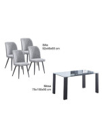 CONJUNTO MESA ALICE + 4 SILLAS RORY GRIS