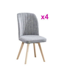 JUEGO DE 4 SILLAS T.TELA P/MADERA MOD.LANE GRIS