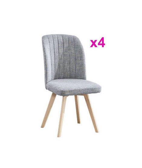 JUEGO DE 4 SILLAS T.TELA P/MADERA MOD.LANE GRIS