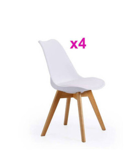 JUEGO DE 4 SILLAS TAP.PU P/MADERA MOD.FINA BLANCO