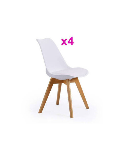JUEGO DE 4 SILLAS TAP.PU P/MADERA MOD.FINA BLANCO