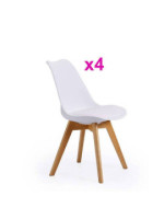 JUEGO DE 4 SILLAS TAP.PU P/MADERA MOD.FINA BLANCO