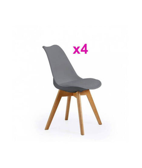 JUEGO DE 4 SILLAS TAP.PU P/MADERA MOD.FINA GRIS