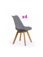 JUEGO DE 4 SILLAS TAP.PU P/MADERA MOD.FINA GRIS