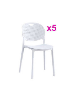 JUEGO DE 5 SILLAS APILABLES MOD.JANSEN BLANCO