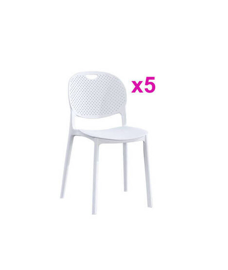 JUEGO DE 5 SILLAS APILABLES MOD.JANSEN BLANCO