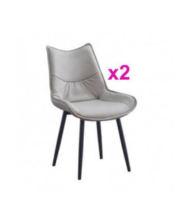 JUEGO DE 2 SILLAS TAP.PU P/METAL MOD.CALISTA BEIG