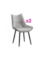 JUEGO DE 2 SILLAS TAP.PU P/METAL MOD.CALISTA BEIG