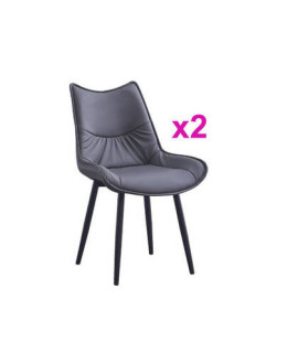 JUEGO DE 2 SILLAS TAP.PU P/METAL MOD.CALISTA GRIS