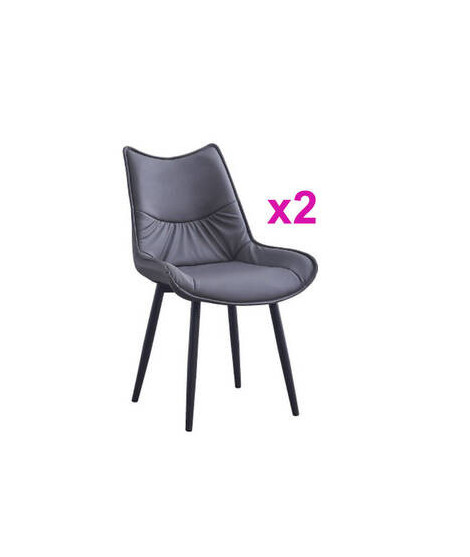 JUEGO DE 2 SILLAS TAP.PU P/METAL MOD.CALISTA GRIS