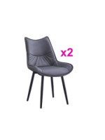JUEGO DE 2 SILLAS TAP.PU P/METAL MOD.CALISTA GRIS